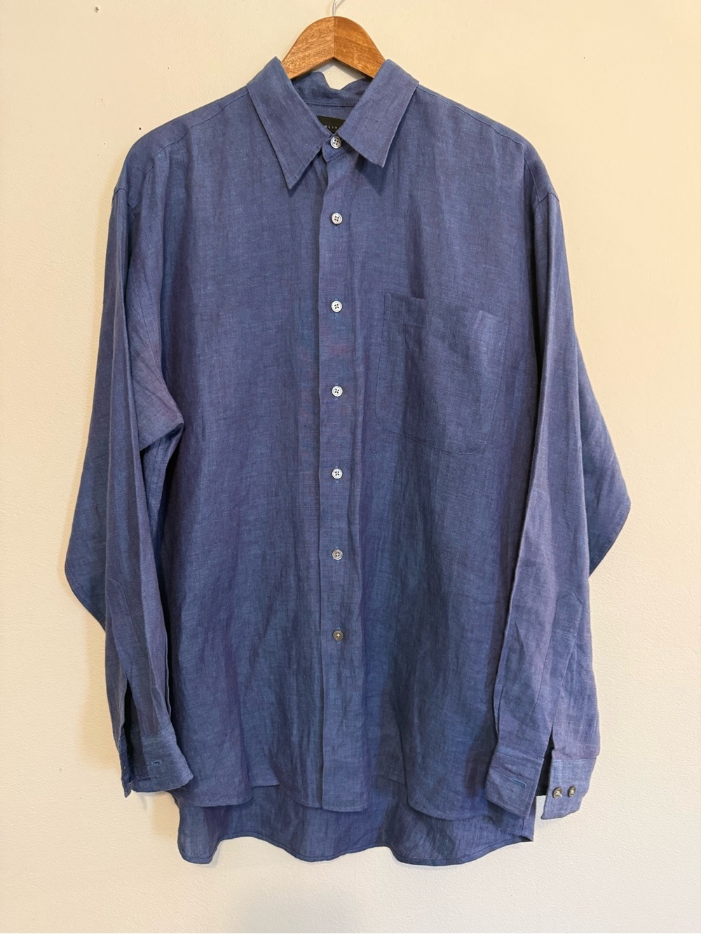 Metropolitan View 100% Irish Linen Blueish Purple Button Up Shirt Size M